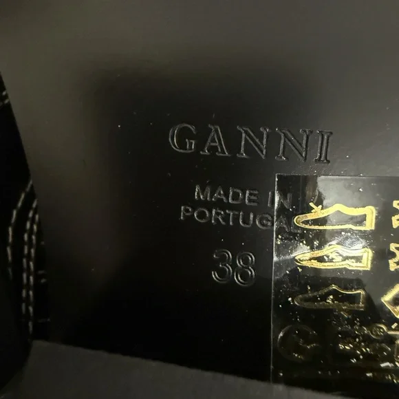 NWT GANNI  Mid Shaft Embroidered Western Cowboy Boots in Black/Egret Sz US 8 - Picture 13 of 17